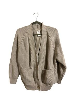Kowtow Oatmeal Oversized Square Pocket Slouchy Cardigan Sweater XL